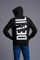 Devil Printed Black Hoodie for Men - Go Devil
