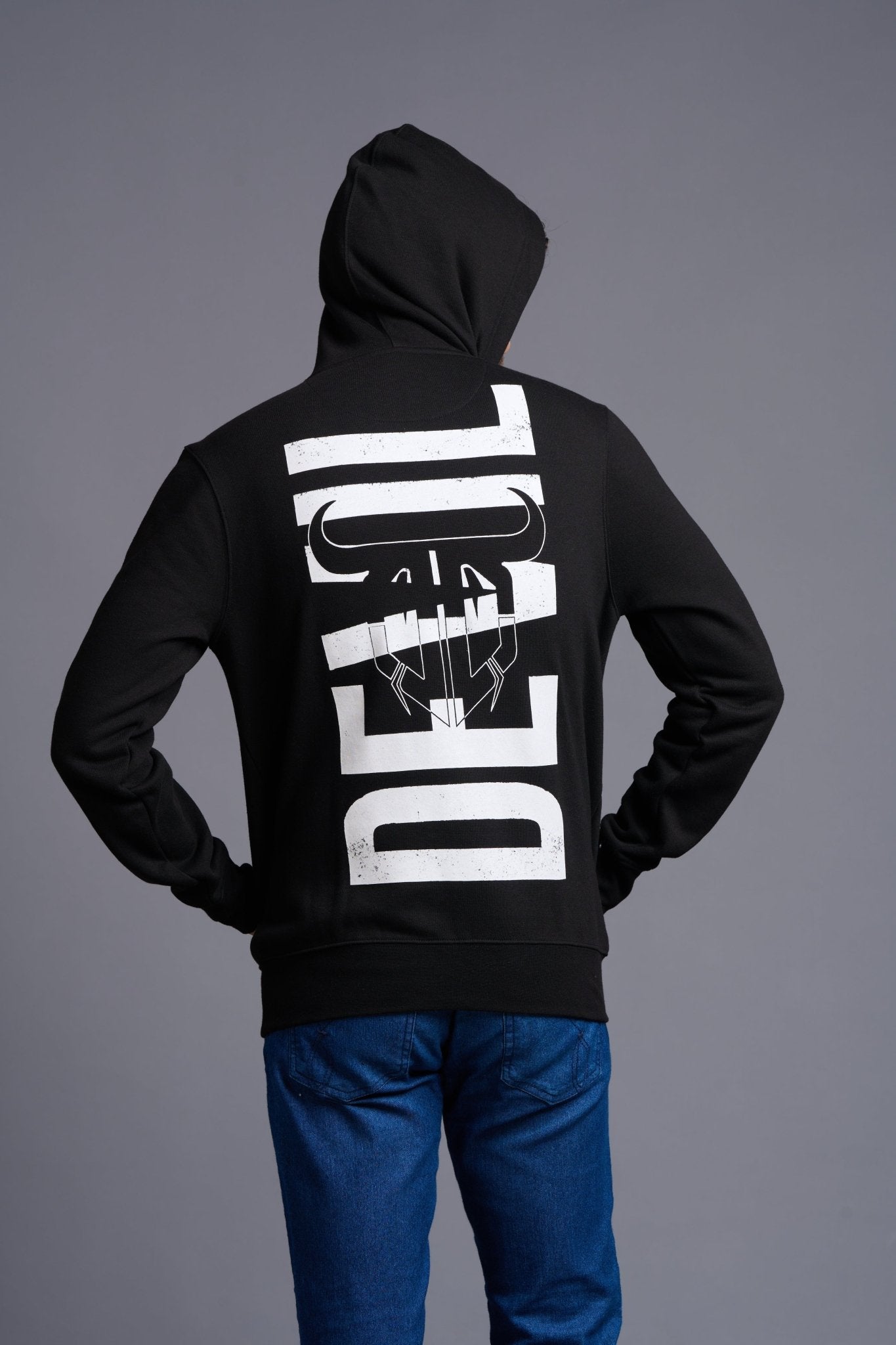 Devil Printed Black Hoodie for Men - Go Devil