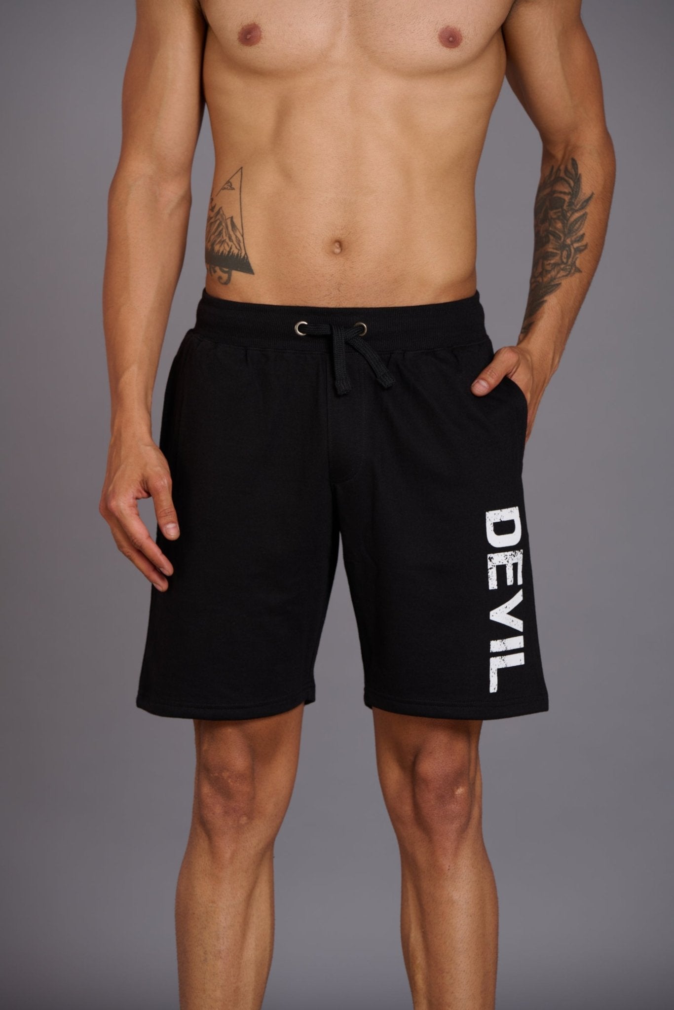 Devil Printed Black Shorts for Men - Go Devil