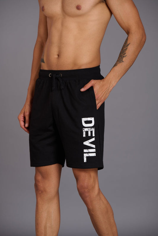 Devil Printed Black Shorts for Men - Go Devil