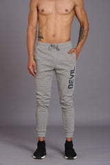 Devil Printed Grey Joggers for Men - Go Devil