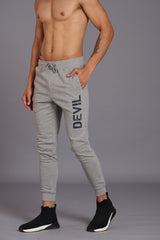 Devil Printed Grey Joggers for Men - Go Devil