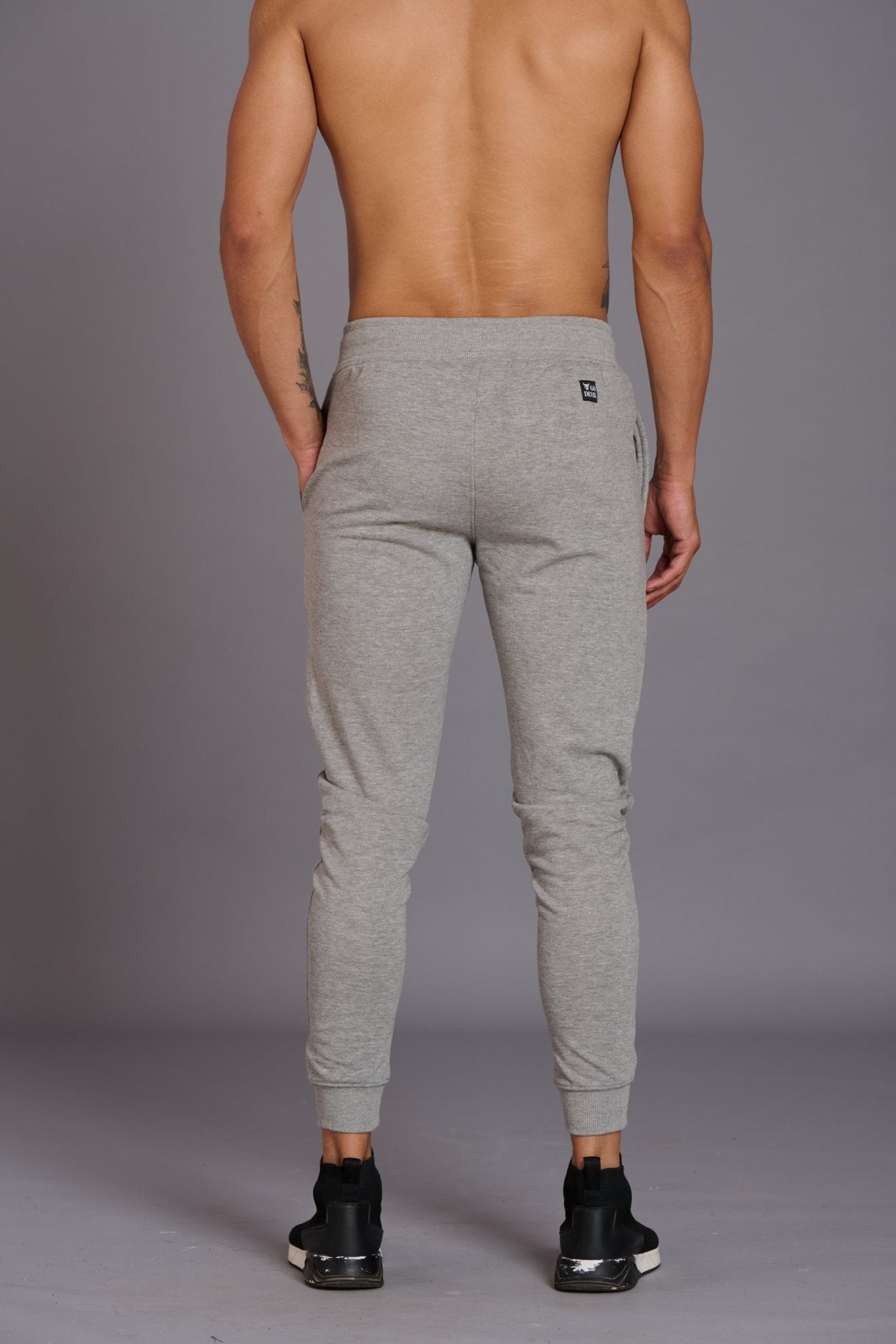 Devil Printed Grey Joggers for Men - Go Devil