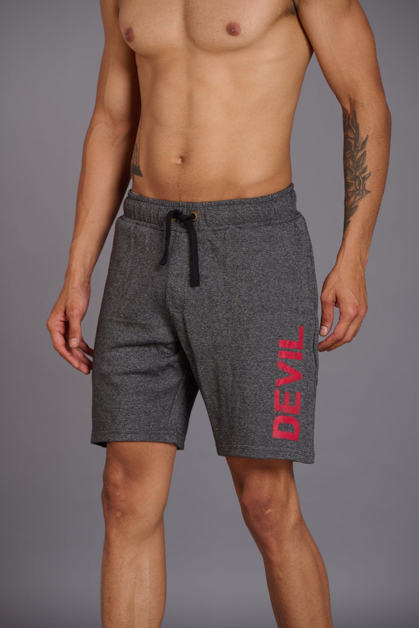 Devil Printed Grey Shorts for Men - Go Devil