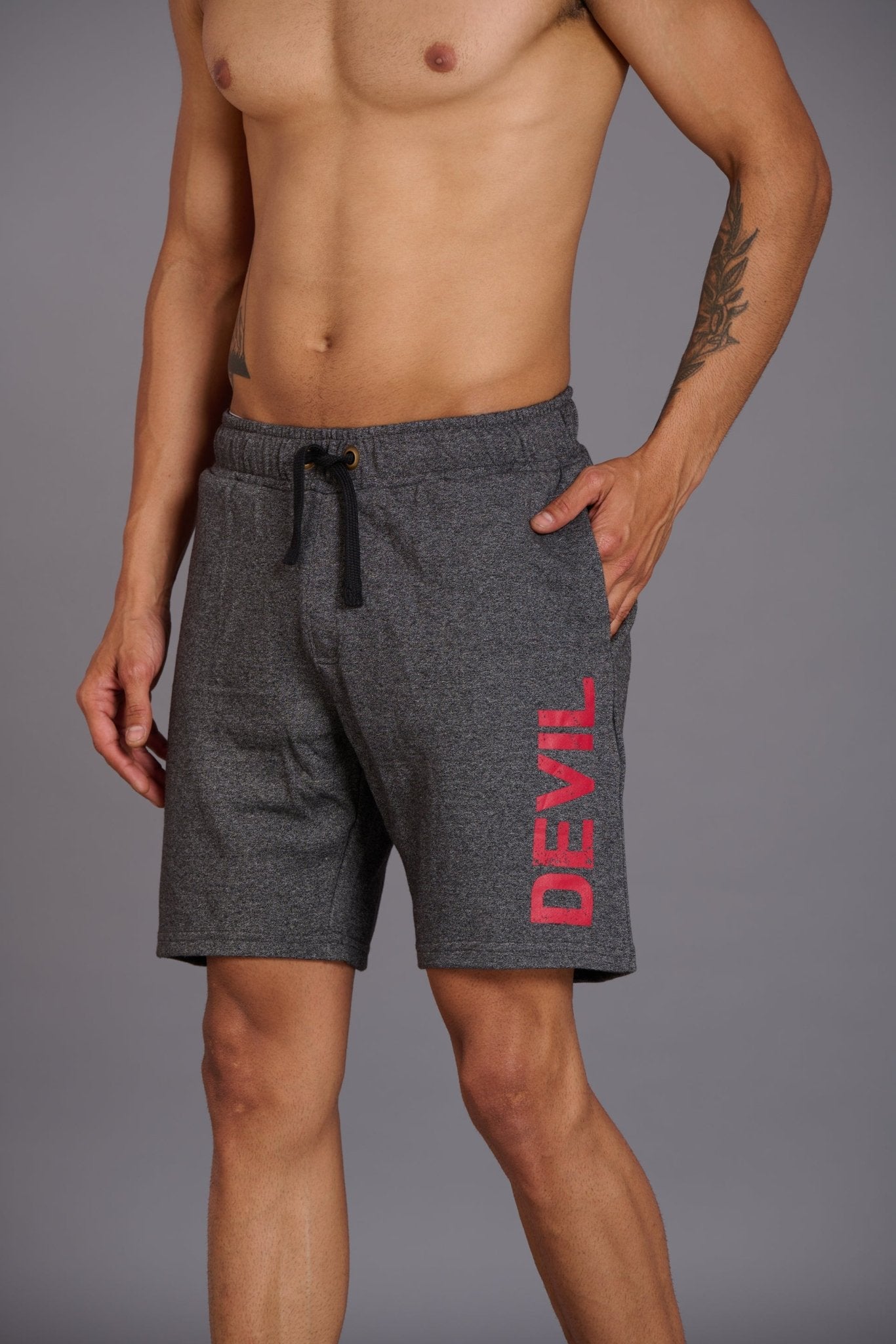 Devil Printed Grey Shorts for Men - Go Devil