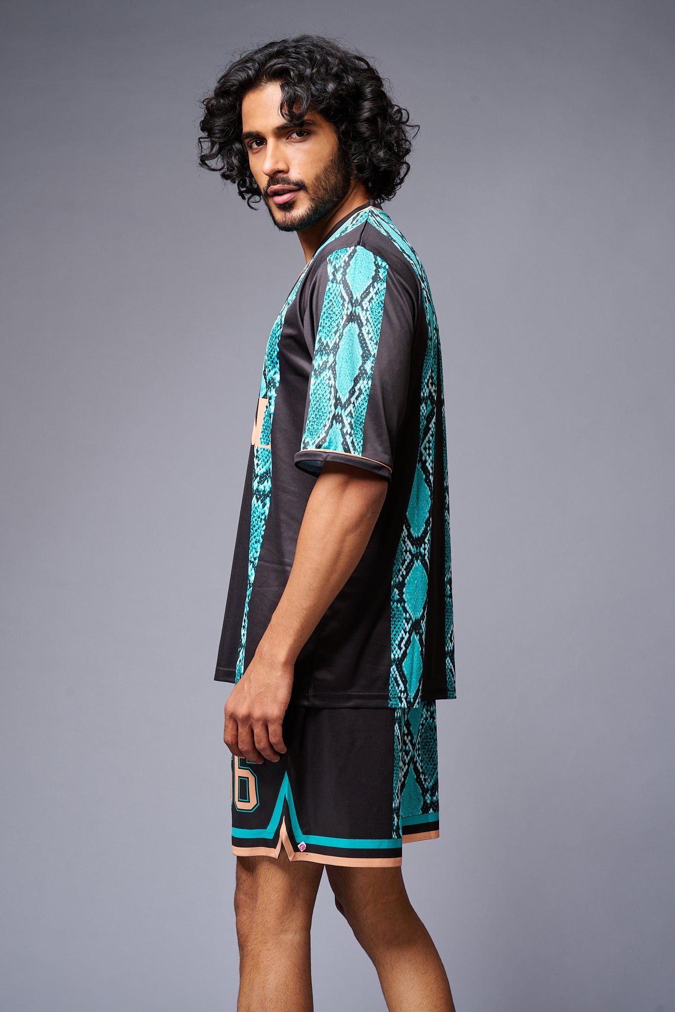 Devil Printed Snake Design in Green & Black Co-ord Set for Men - Go Devil