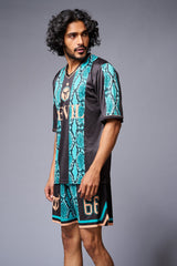 Devil Printed Snake Design in Green & Black Co-ord Set for Men - Go Devil