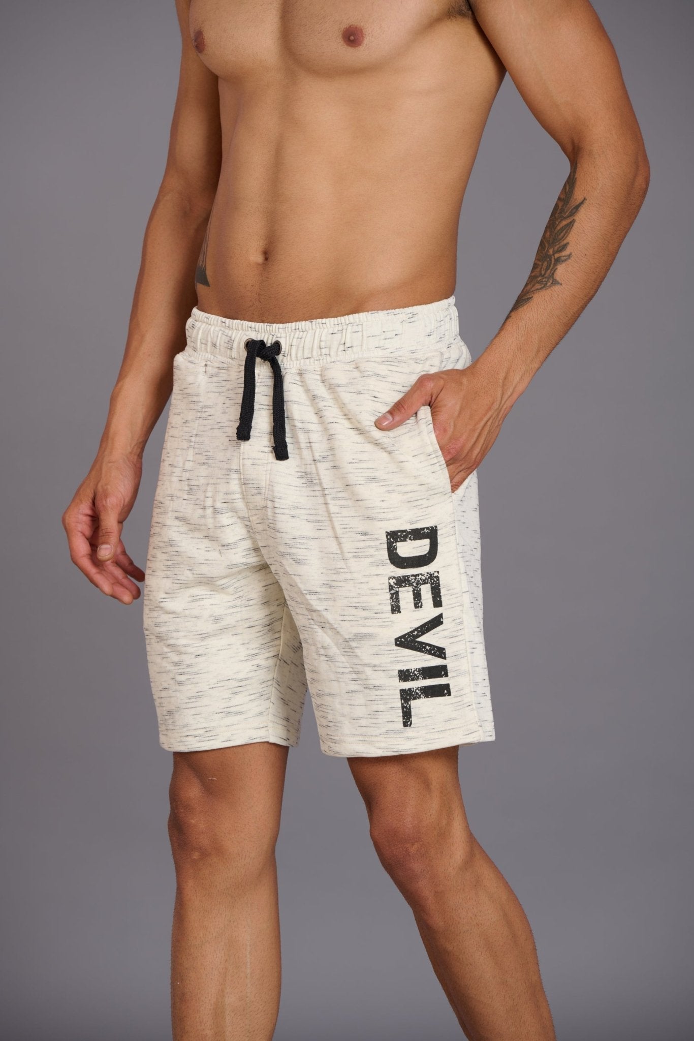 Devil Printed White Shorts for Men - Go Devil