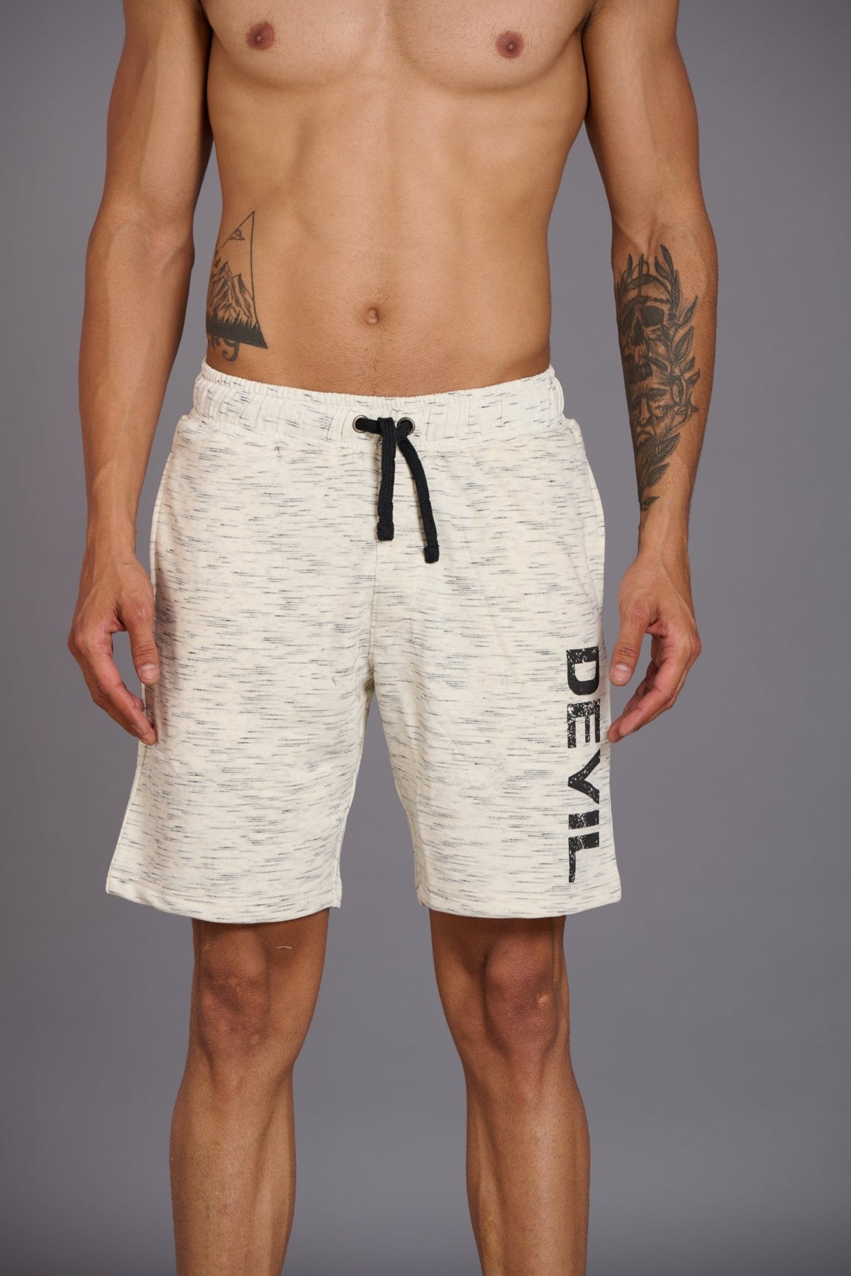 Devil Printed White Shorts for Men - Go Devil