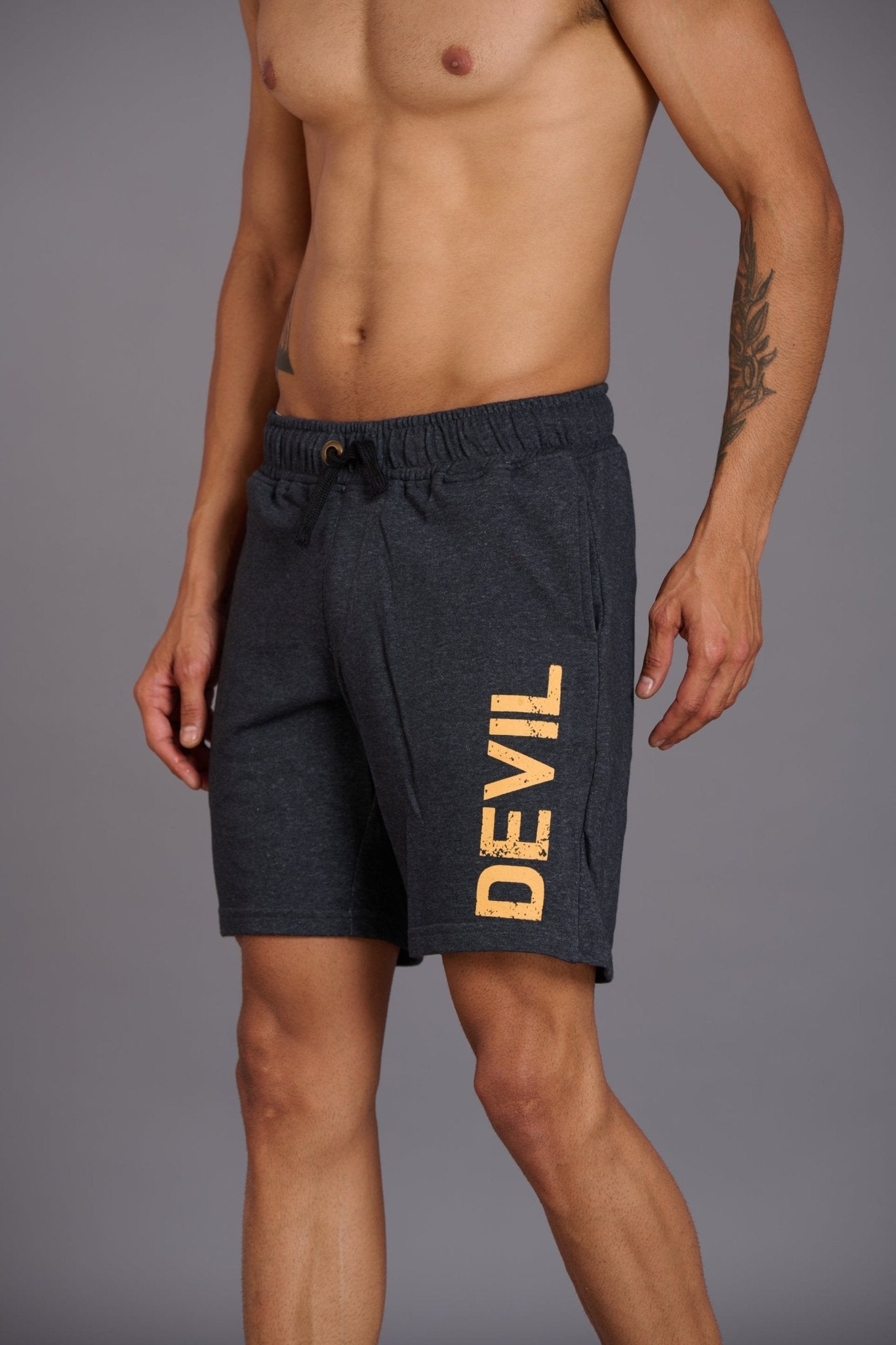 Devil Printed Yellow Shorts for Men - Go Devil
