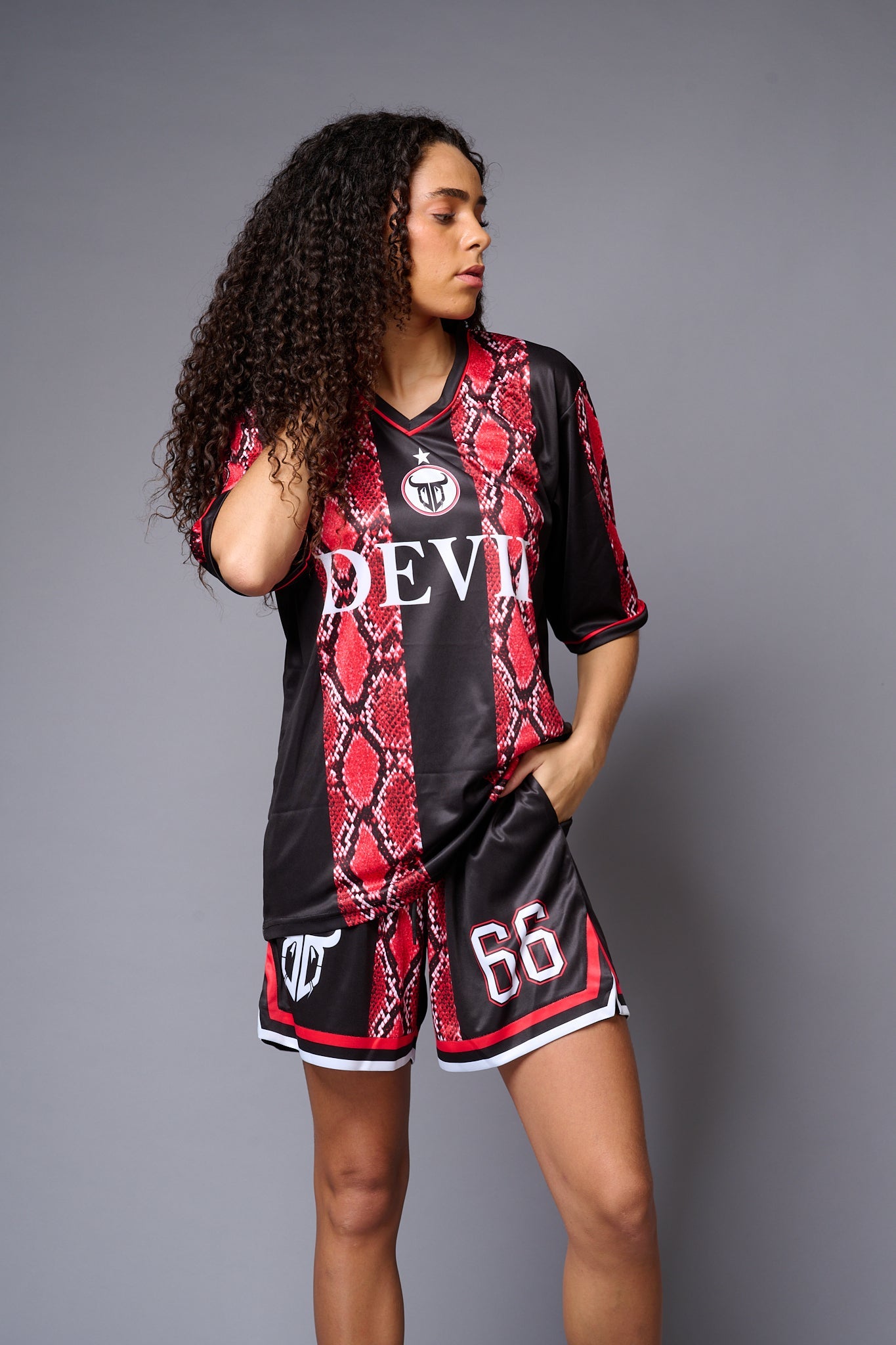 Devil Red & Black Snake Print Co-ord Set for Women - Go Devil