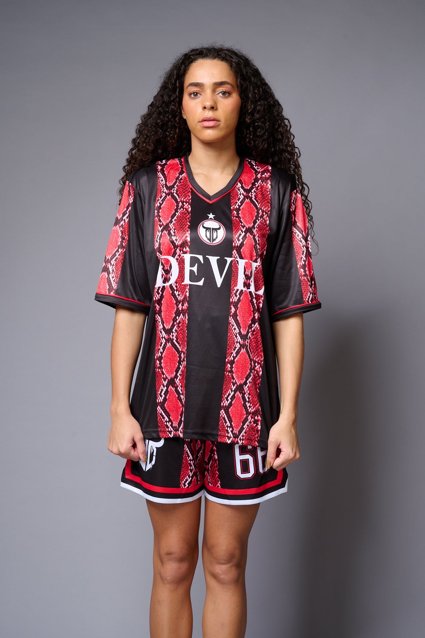 Devil Red & Black Snake Print Co-ord Set for Women - Go Devil