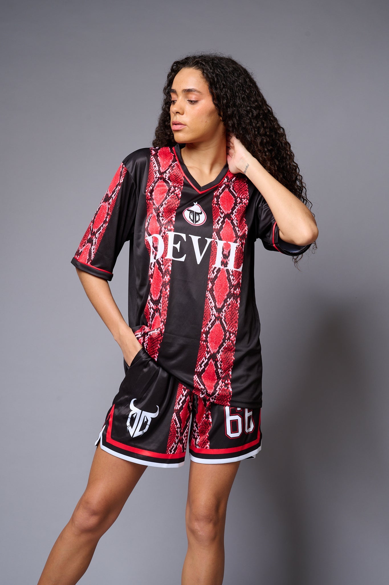 Devil Red & Black Snake Print Co-ord Set for Women - Go Devil