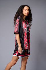 Devil Red & Black Snake Print Co-ord Set for Women - Go Devil