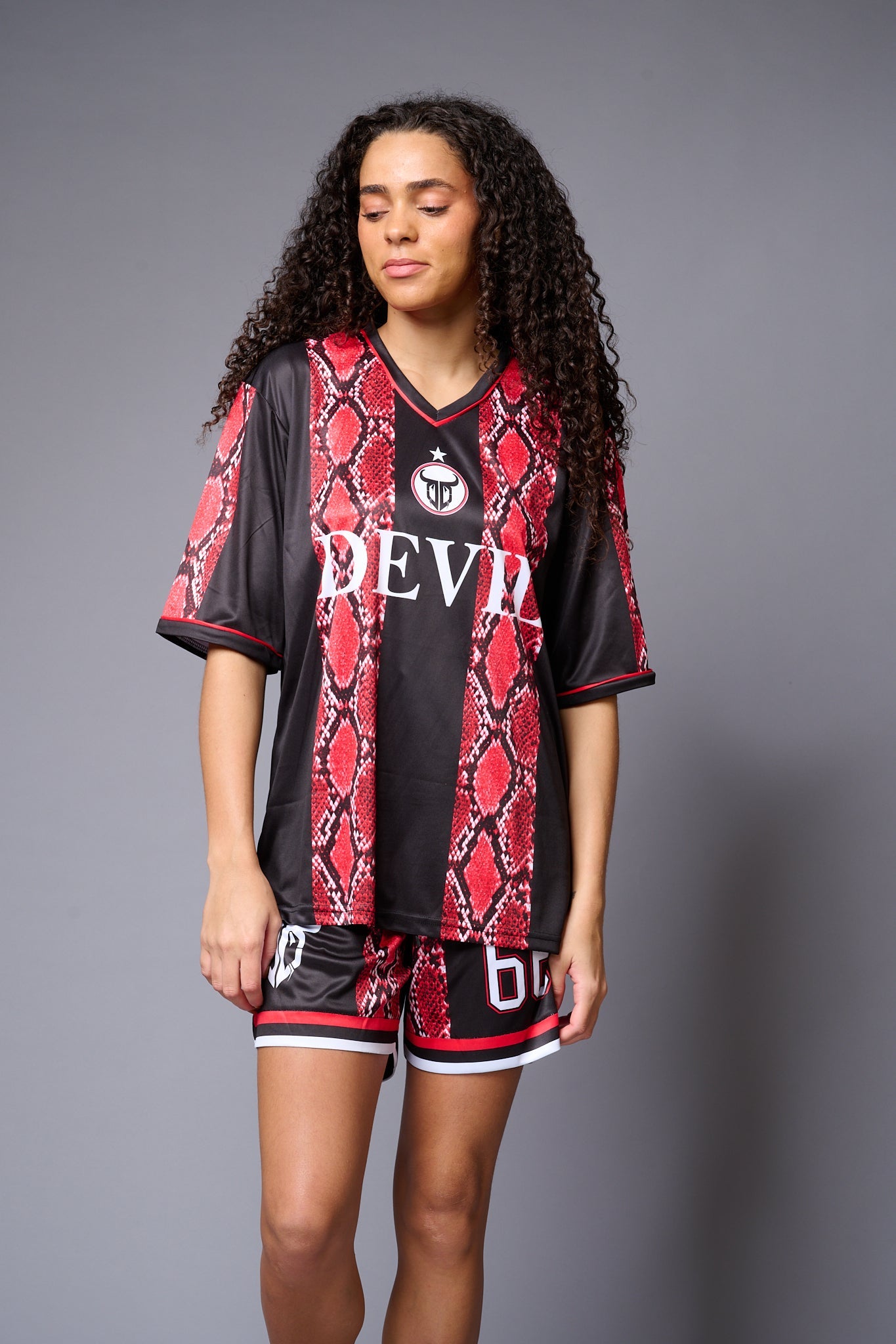 Devil Red & Black Snake Print Co-ord Set for Women - Go Devil