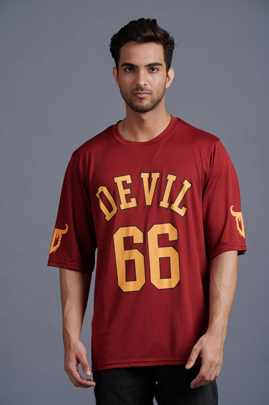 Devil Signature Jersy 66 Printed Burgundy & Yellow for Men - Go Devil