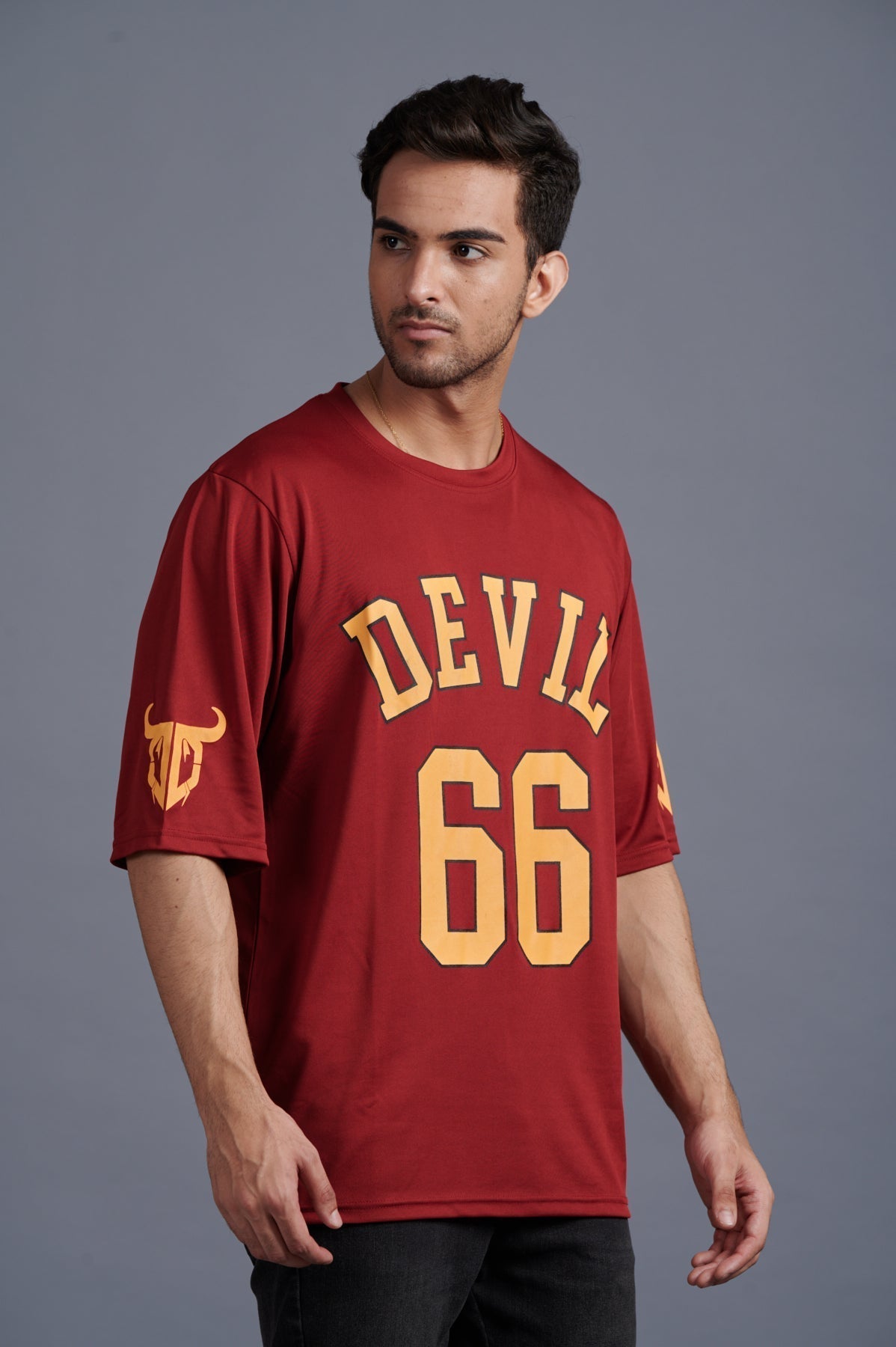 Devil Signature Jersy 66 Printed Burgundy & Yellow for Men - Go Devil