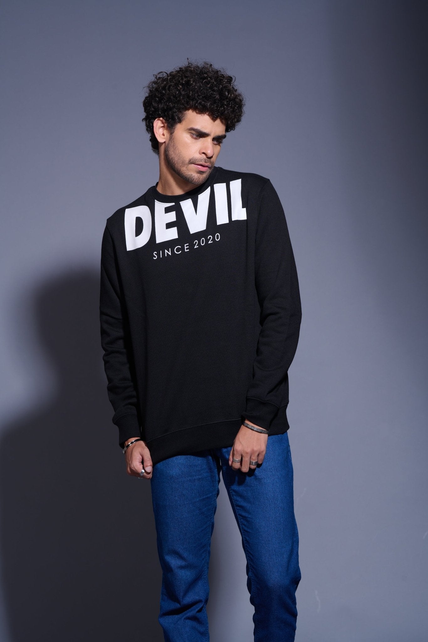 Devil Since 2020 Printed Black Sweatshirt for Men - Go Devil