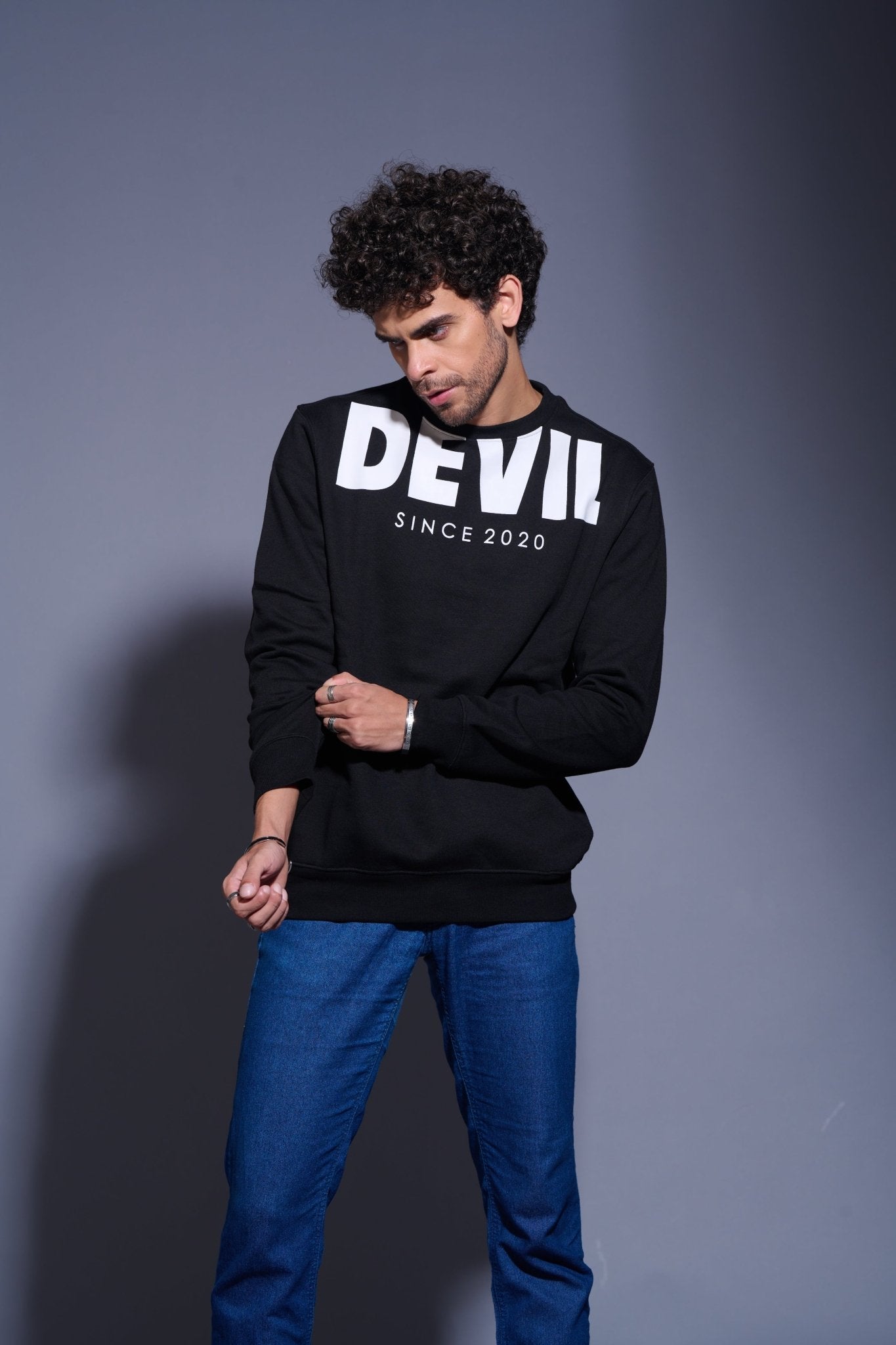 Devil Since 2020 Printed Black Sweatshirt for Men - Go Devil