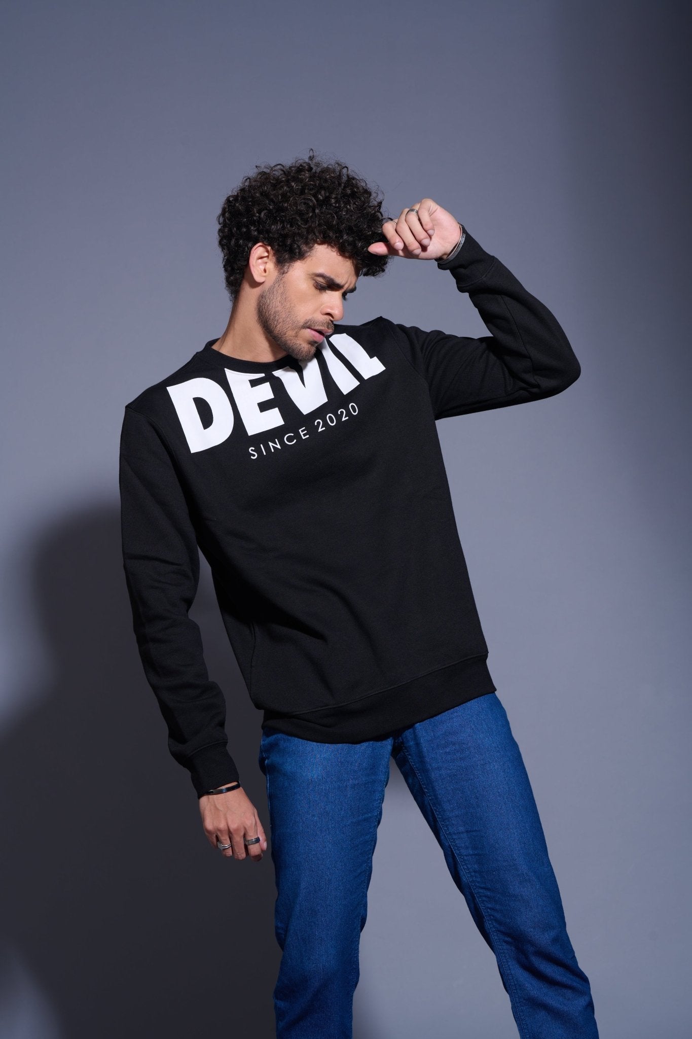 Devil Since 2020 Printed Black Sweatshirt for Men - Go Devil