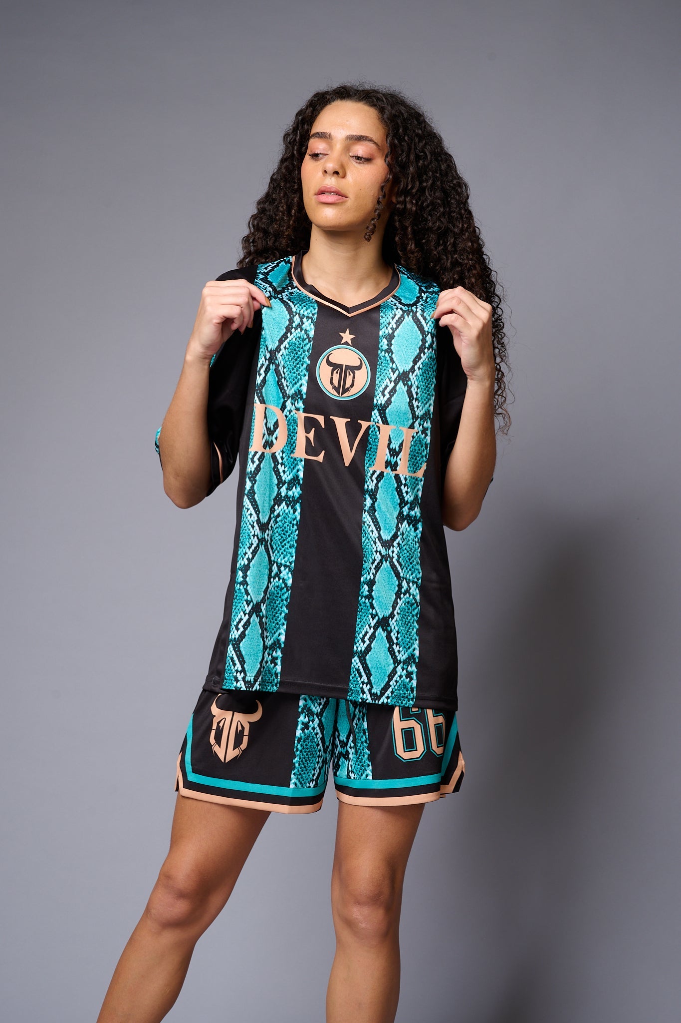 Devil (with logo) Green & Black Snake Print Co-ord Set for Women - Go Devil