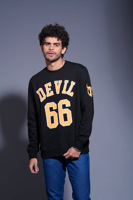 Devil66 Printed Black and Yellow Sweatshirt for Men - Go Devil