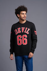 Devil66 Printed Black Sweatshirt for Men - Go Devil