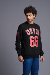 Devil66 Printed Black Sweatshirt for Men - Go Devil