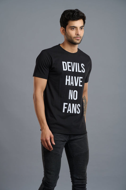 Devil's Have No Fans Printed Black T-Shirt for Men - Go Devil