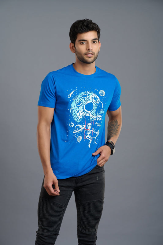 Devil's Space Printed Royal Blue T-Shirt for Men - Go Devil