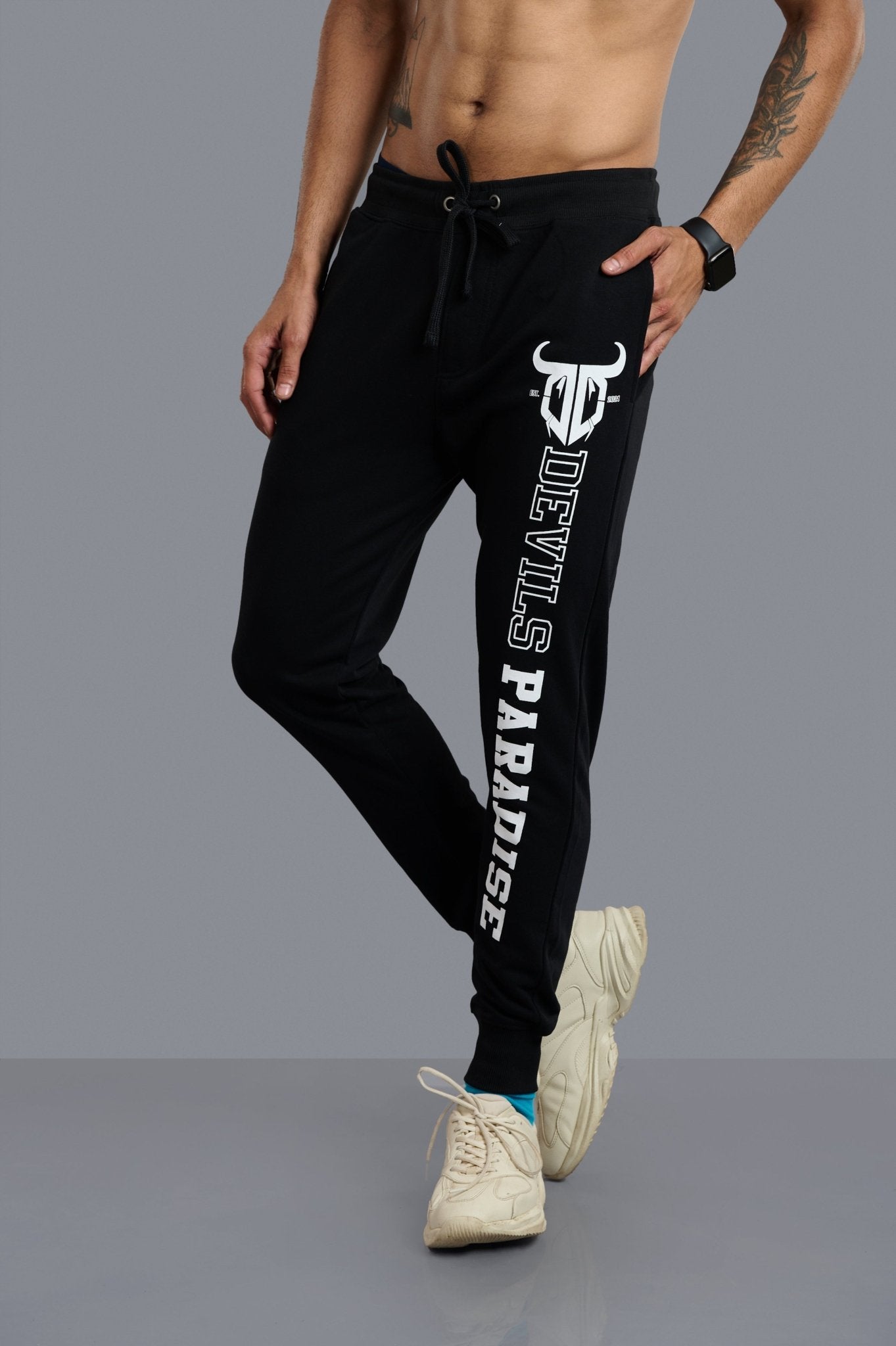 Devils Swag Printed Black Joggers for Men - Go Devil