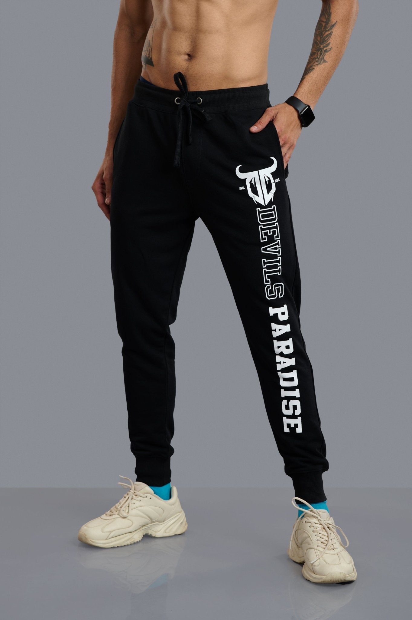 Devils Swag Printed Black Joggers for Men - Go Devil