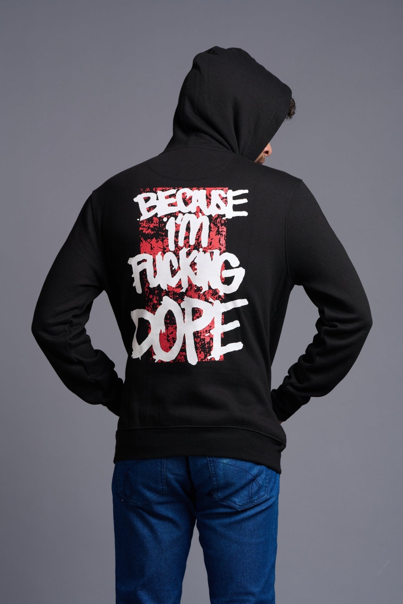 Funking Dope Printed Black Hoodie for Men - Go Devil