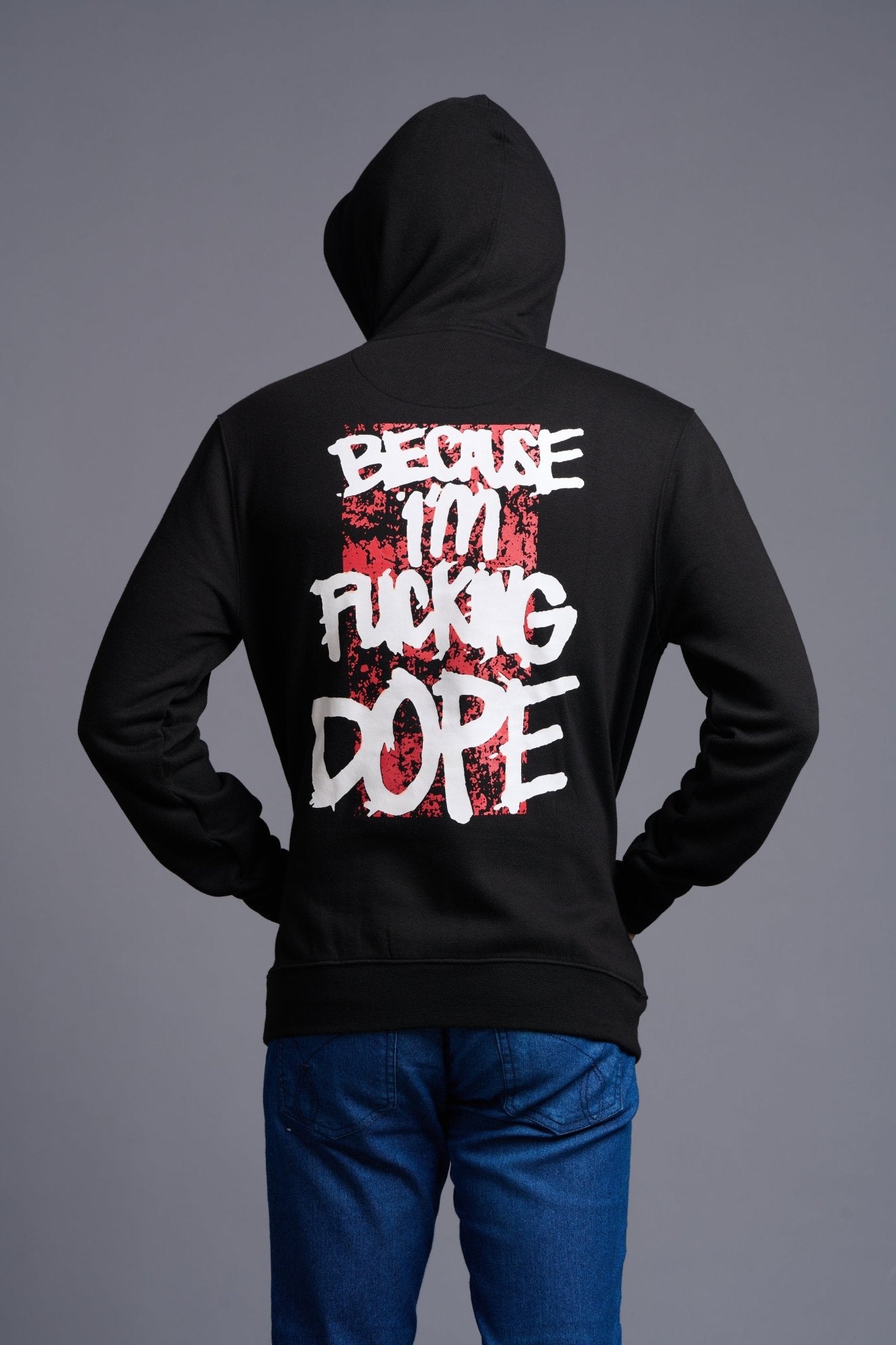 Funking Dope Printed Black Hoodie for Men - Go Devil