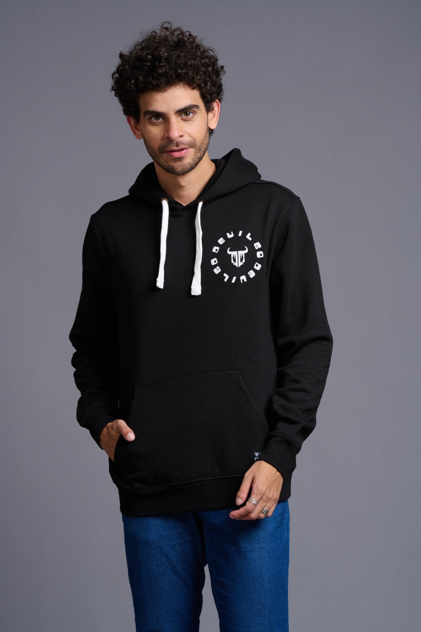 Funking Dope Printed Black Hoodie for Men - Go Devil