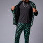 GD (in Green) with Logo Printed Black Bomber Style Jacket with Pant Co-ord Set for Men - Go Devil