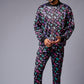 GD Logo Colourful Printed Black Bomber Style Jacket with Pant Co-ord Set for Men - Go Devil
