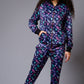 GD Logo Colourful Printed Blue Bomber Style Jacket with Pant Co-ord Set for Women - Go Devil