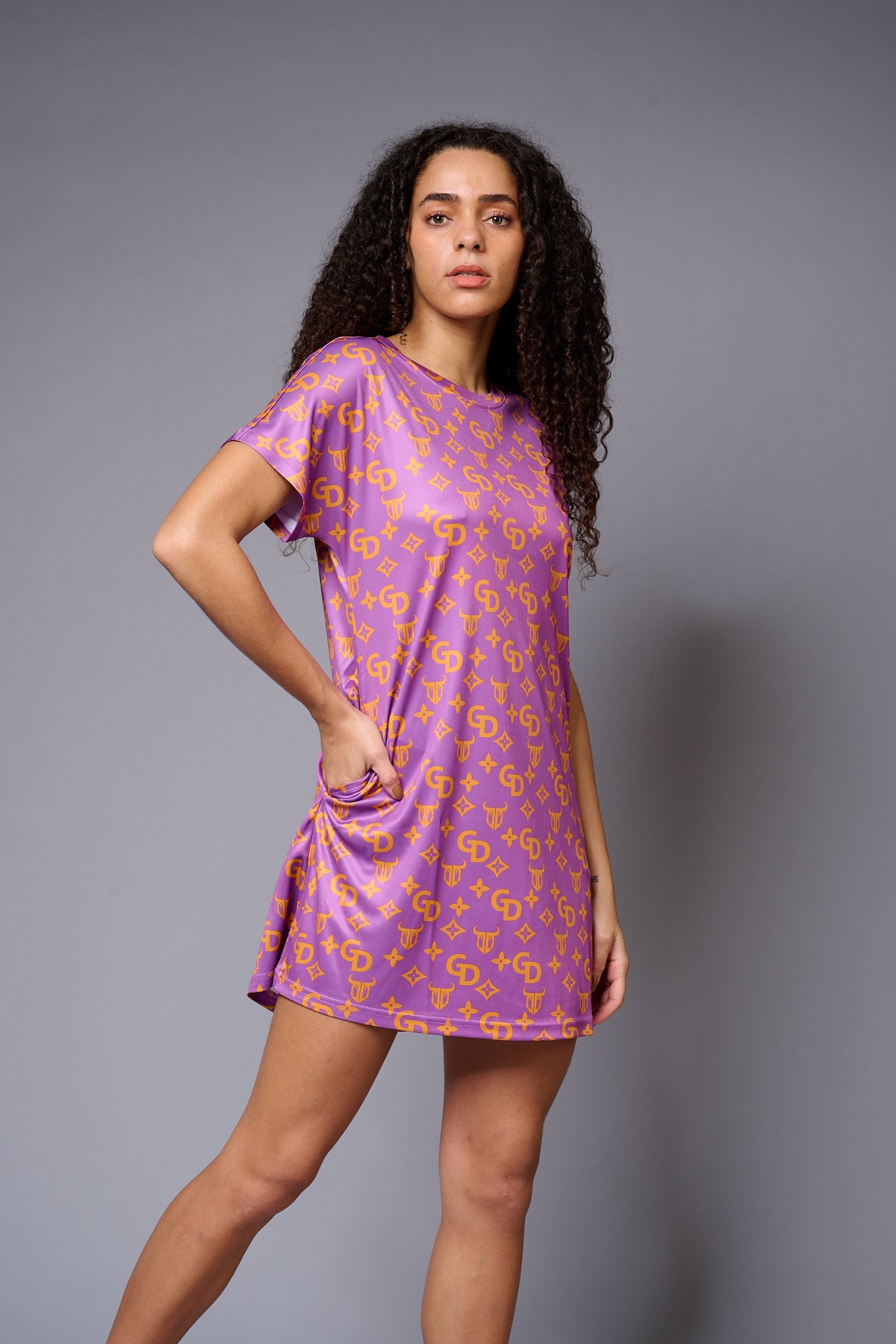 GD Logo (in orange) Printed Pink Dresses for Women - Go Devil