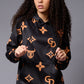 GD Logo (in orange)Printed Black Hoodie for Women - Go Devil
