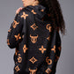 GD Logo (in orange)Printed Black Hoodie for Women - Go Devil