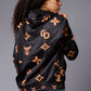 GD Logo (in orange)Printed Black Hoodie for Women - Go Devil