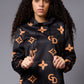 GD Logo (in orange)Printed Black Hoodie for Women - Go Devil