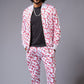 GD Logo (in red) Printed White Bomber Style Jacket with Pant Co-ord Set for Men - Go Devil