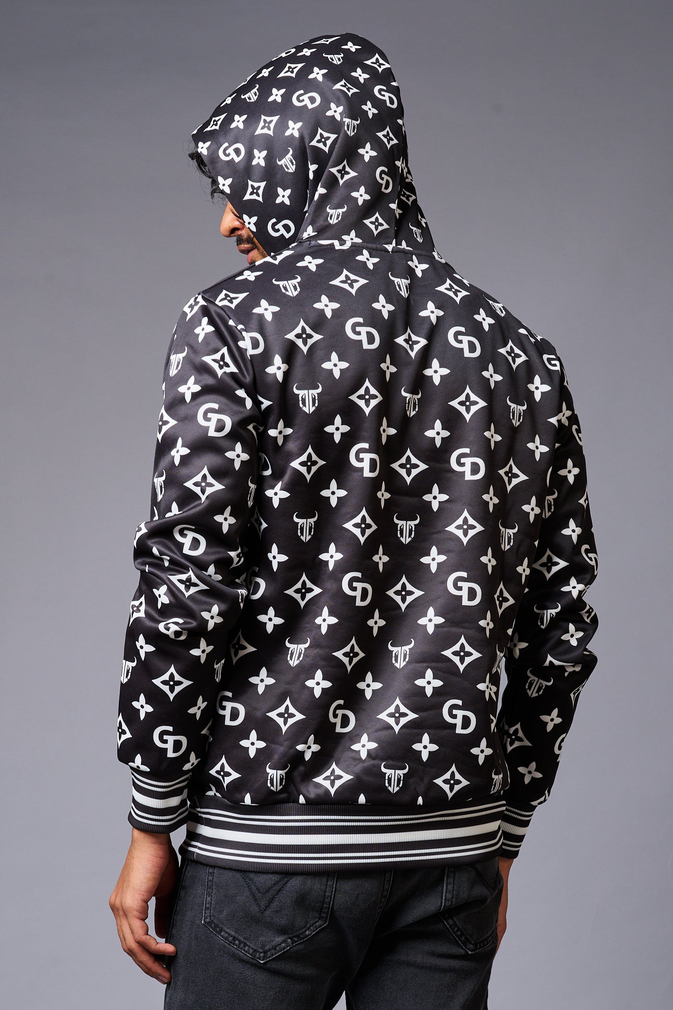 GD Printed Black Hoodie for Men - Go Devil