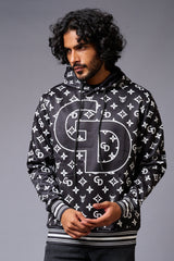 GD Printed Black Hoodie for Men - Go Devil