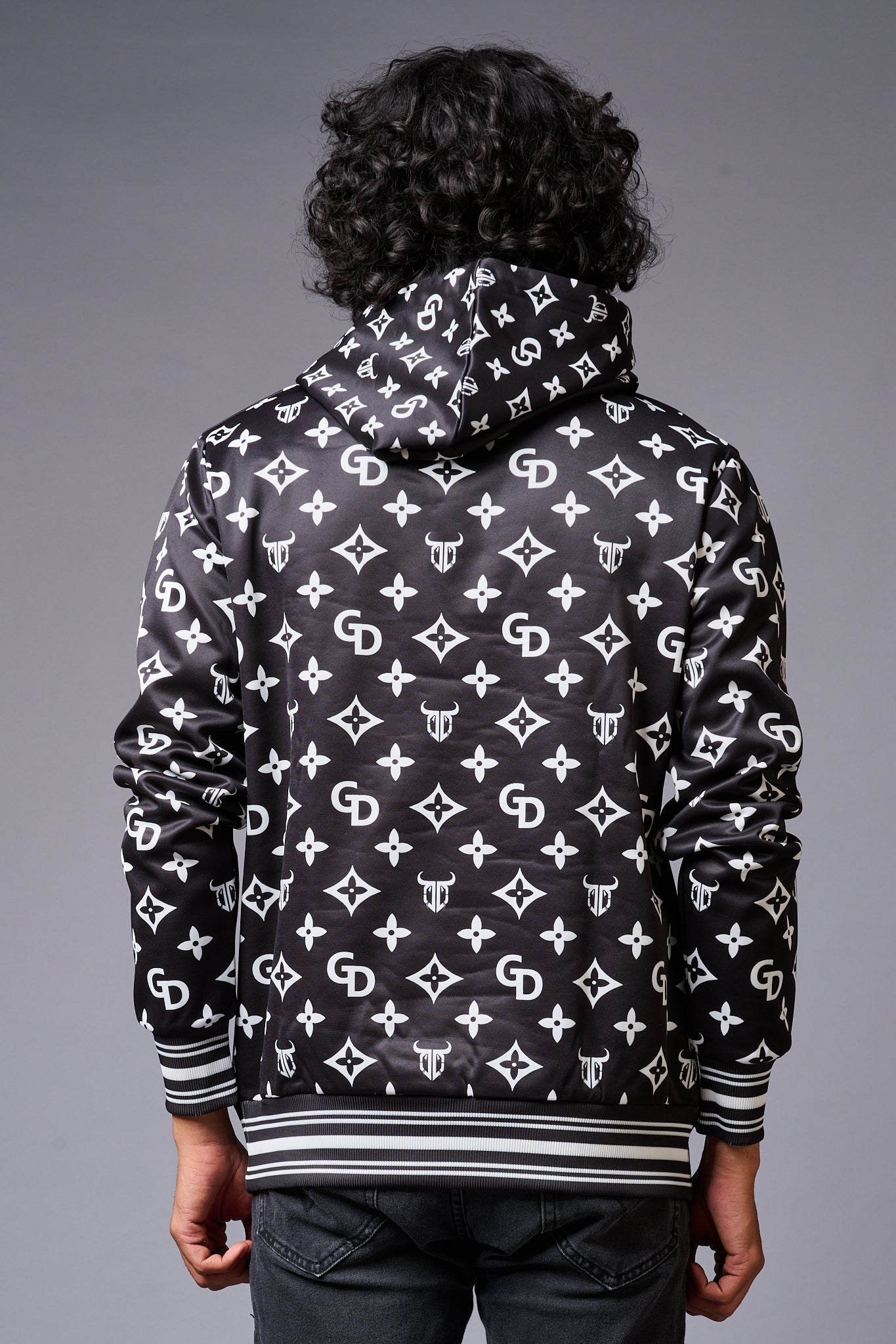 GD Printed Black Hoodie for Men - Go Devil