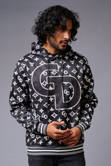 GD Printed Black Hoodie for Men - Go Devil