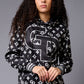 GD Printed Black Hoodie for Women - Go Devil