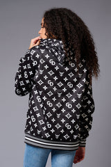 GD Printed Black Hoodie for Women - Go Devil